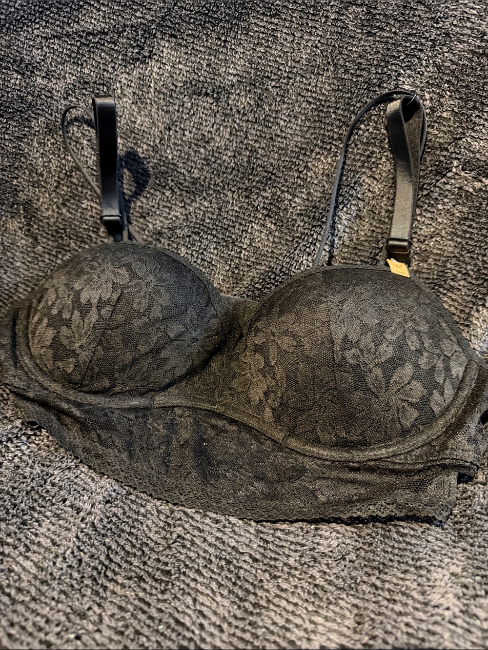 PINK Victoria's Secret Black Lace Longline Bra